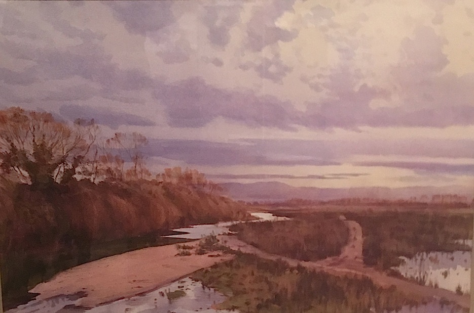 Richard Bolton| View of Waihao River  | watercolour | McAtamney Gallery and Design Store | Geraldine NZ